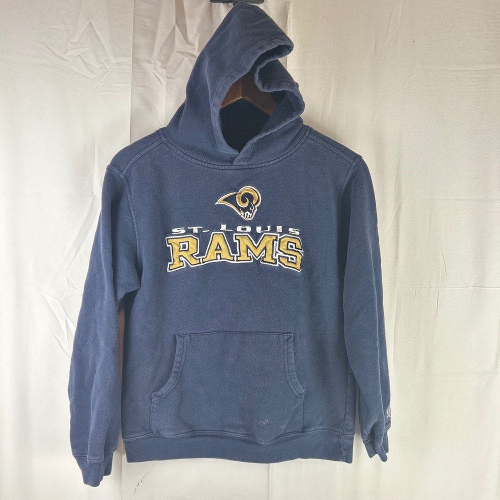 NFL Hoodie Kids Large 14/16 Navy Blue St. Louis Rams Embroidered‎ Pullover